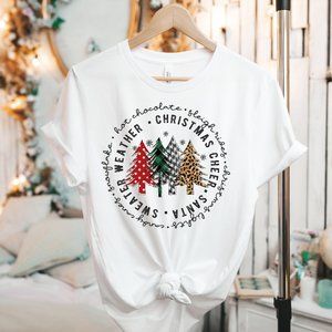 Christmas Graphic Tee Unisex Cotton T-shirt Cute Christmas Tee